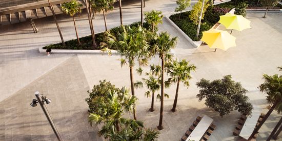 Birds eye view of the public space at Parramatta Square