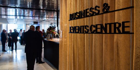 The entranceway and bar at the Parramatta Square Events & Meetings Centre