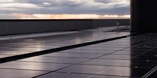 The view of rooftop with solar panels at Parramatta Square